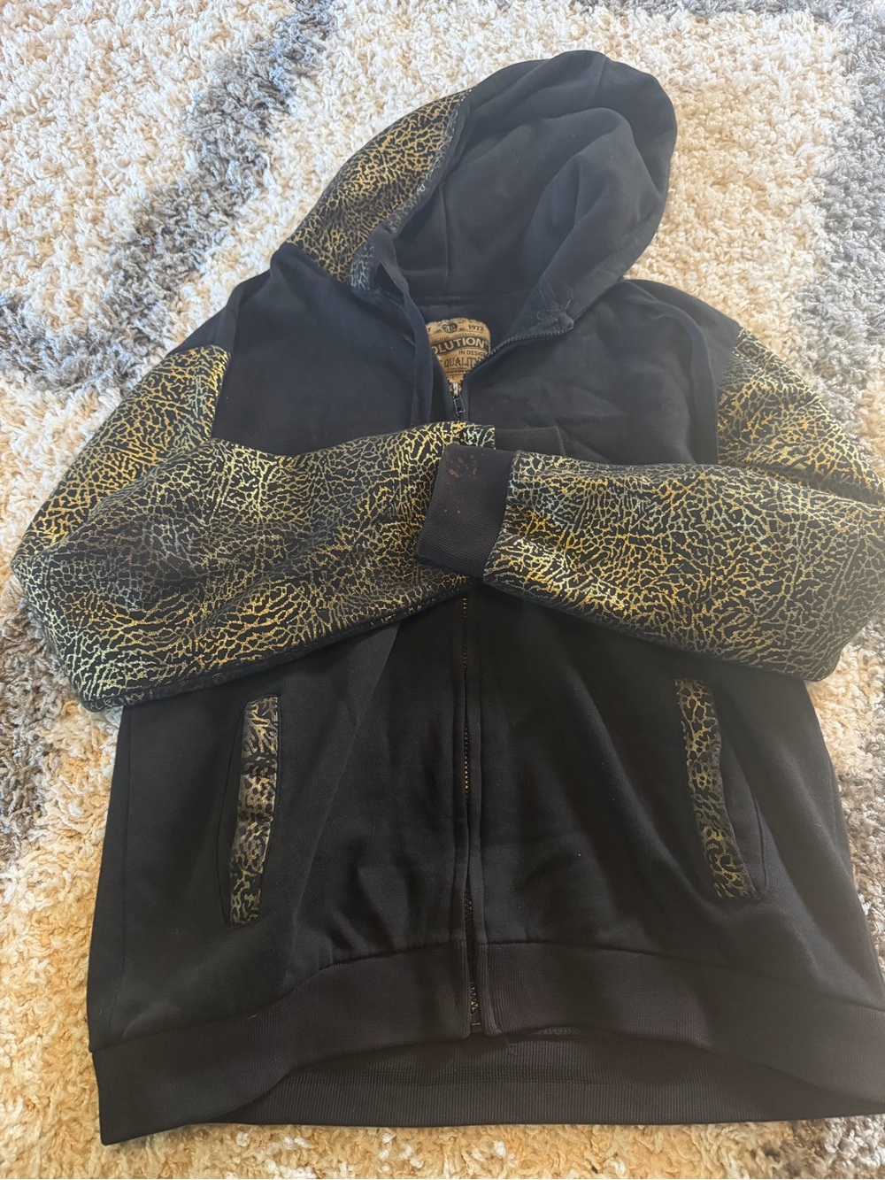 Evolution  Black Hoodie with Gold Label Accent